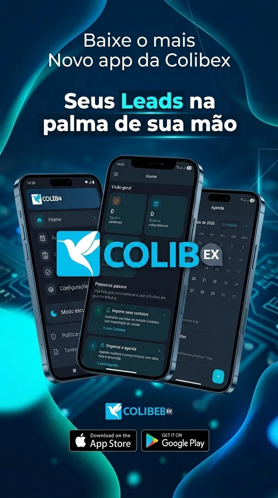 App Colibex — leads do site para imobiliária no celular