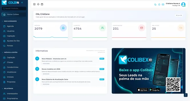 CRM Colibex integrado ao site para imobiliária